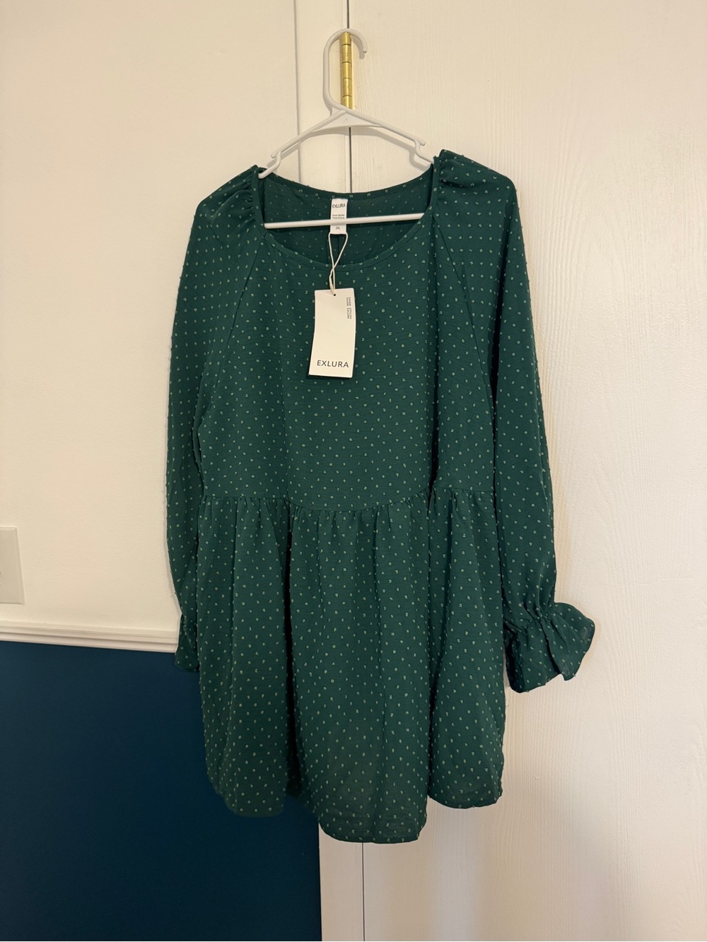 Green Long-Sleeve Ruffle Hem Maternity Tunic